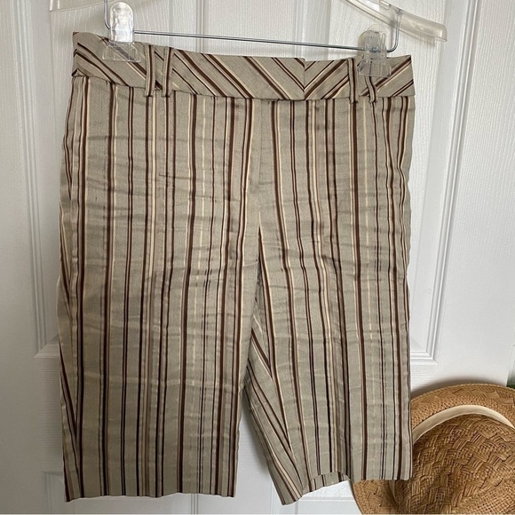 LAFAYETTE 148 striped suit fall colors Jacket size 2 Shorts size 4 linen blend - Picture 7 of 15